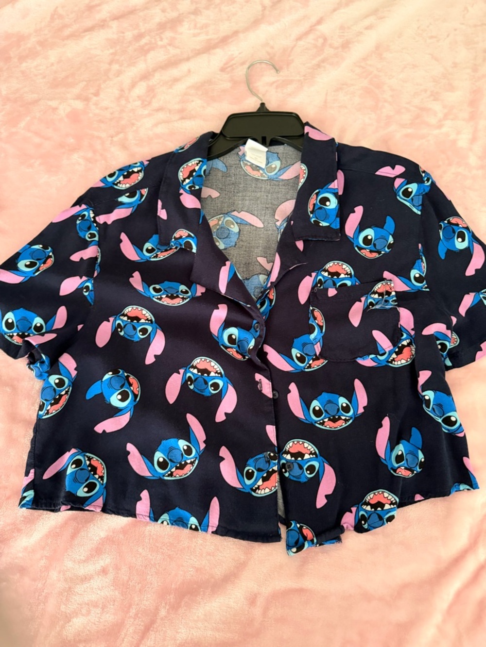 Disney Navy Blue and Pink Stitch Shirt for women